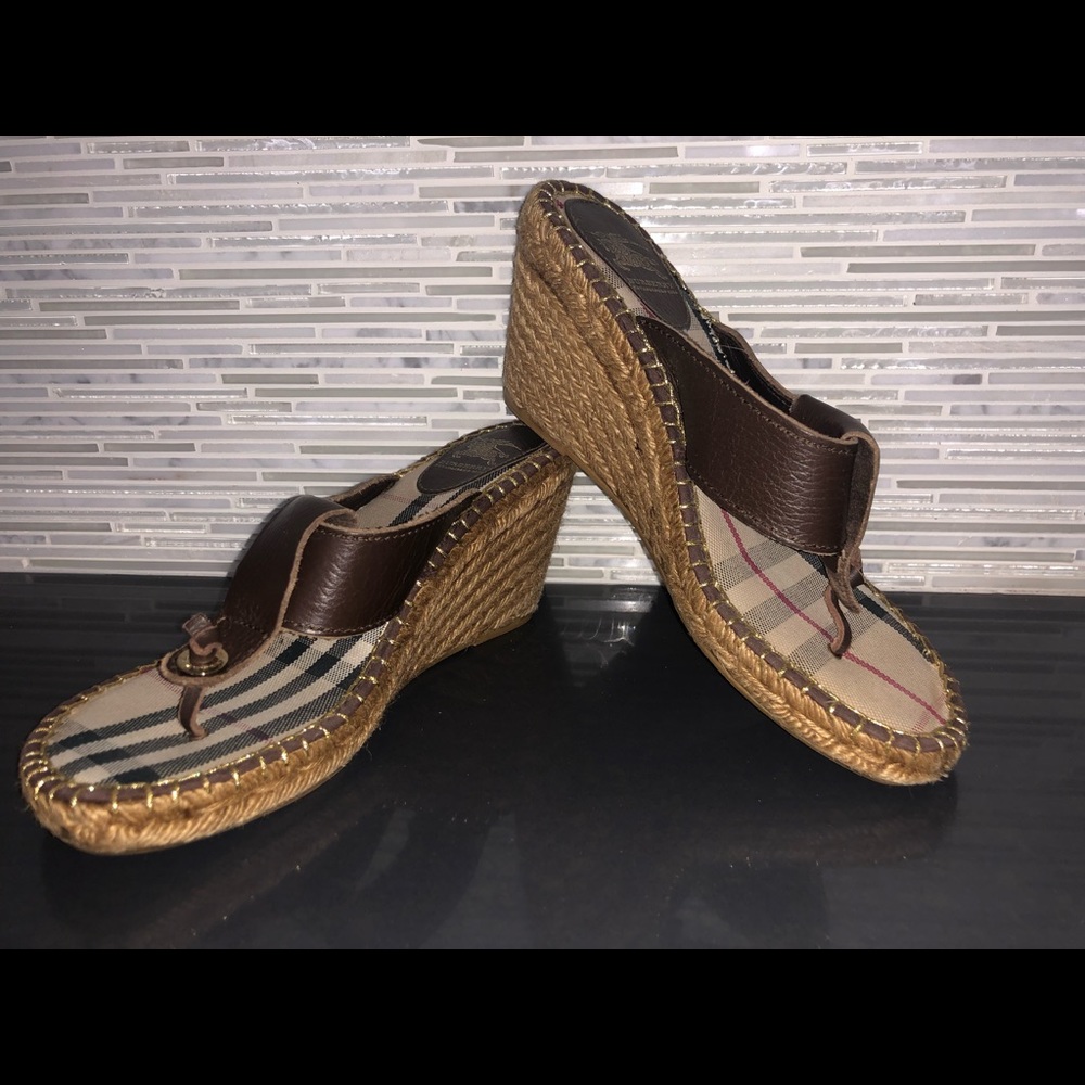 Burberry Wedge Espadrille Sandals Size 39